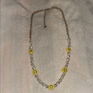 Francesca's Collections Silver and Yellow Smiley Face Necklace